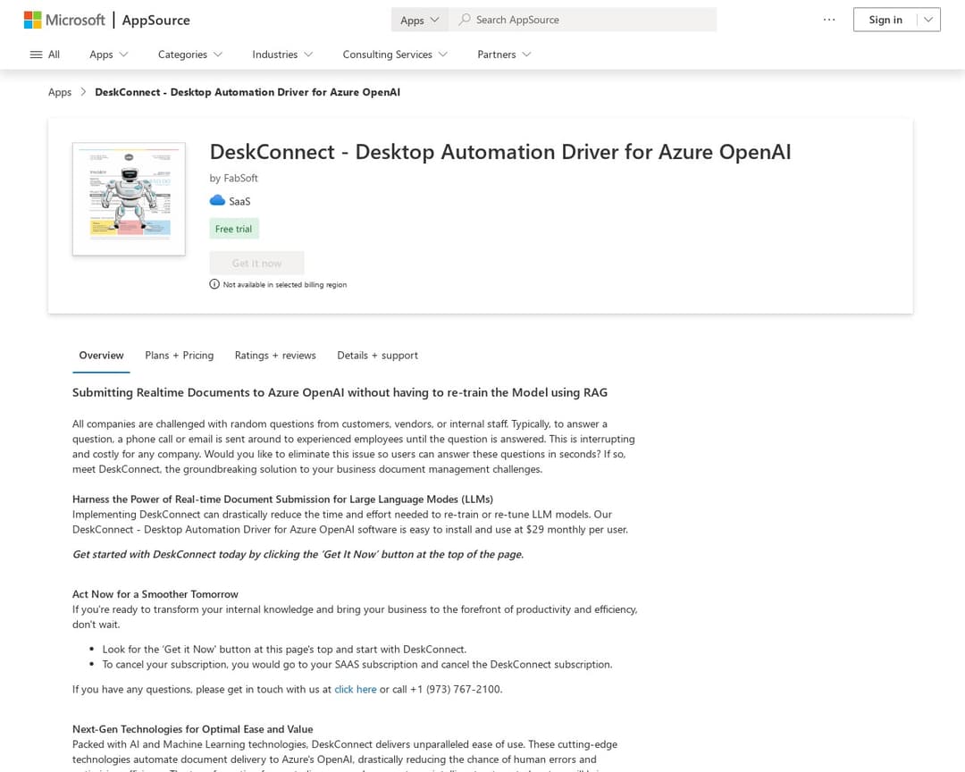 DeskConnect - Desktop Automation Driver for Azure OpenAI