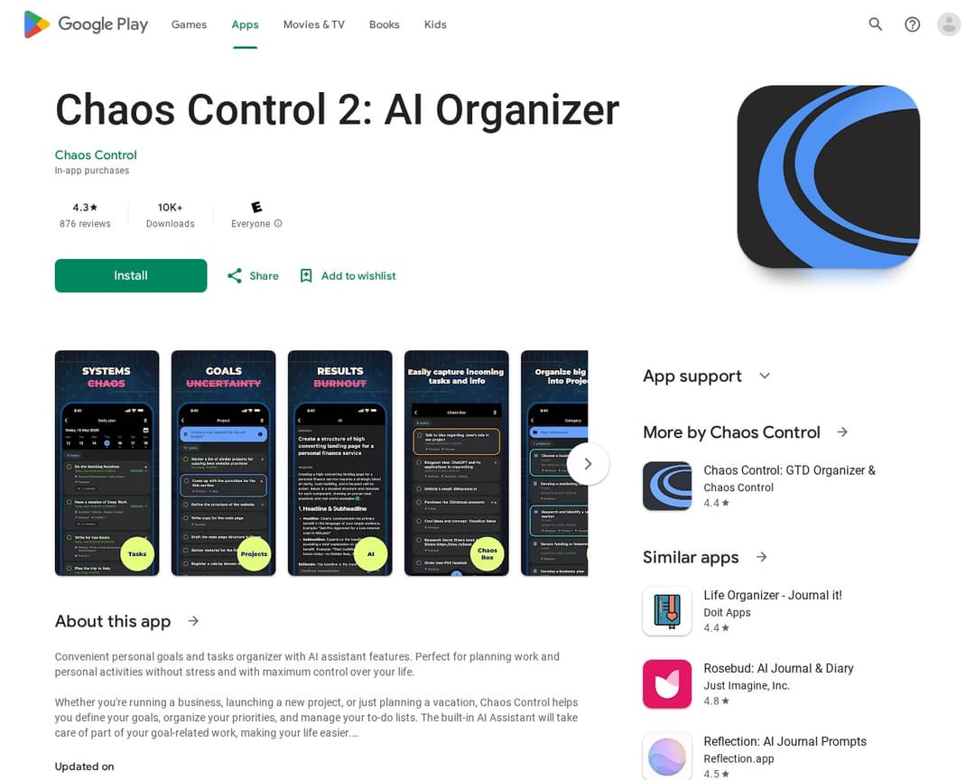 Chaos Control 2: AI Organizer