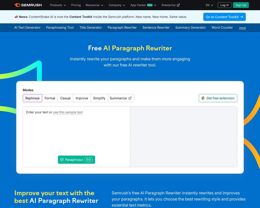 Semrush Paragraph Rewriter