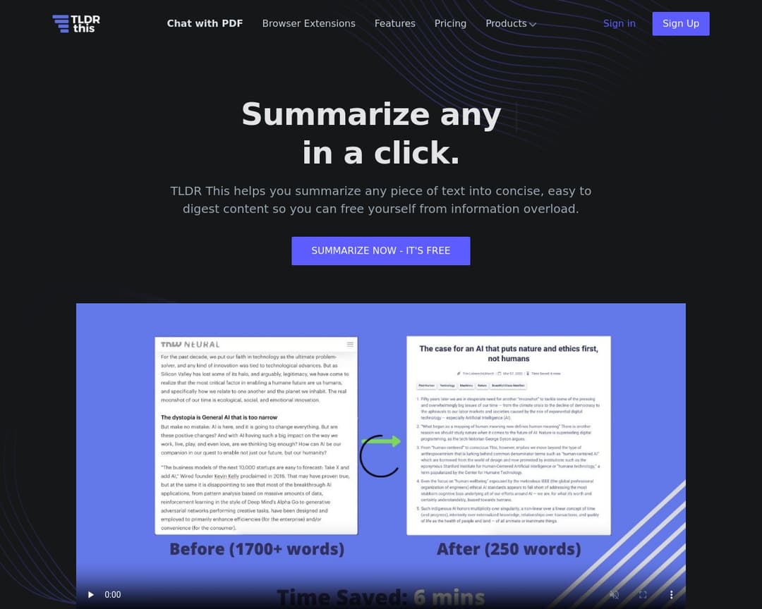 TLDR This - Article Summarizer & Online Text Summarizing Tool