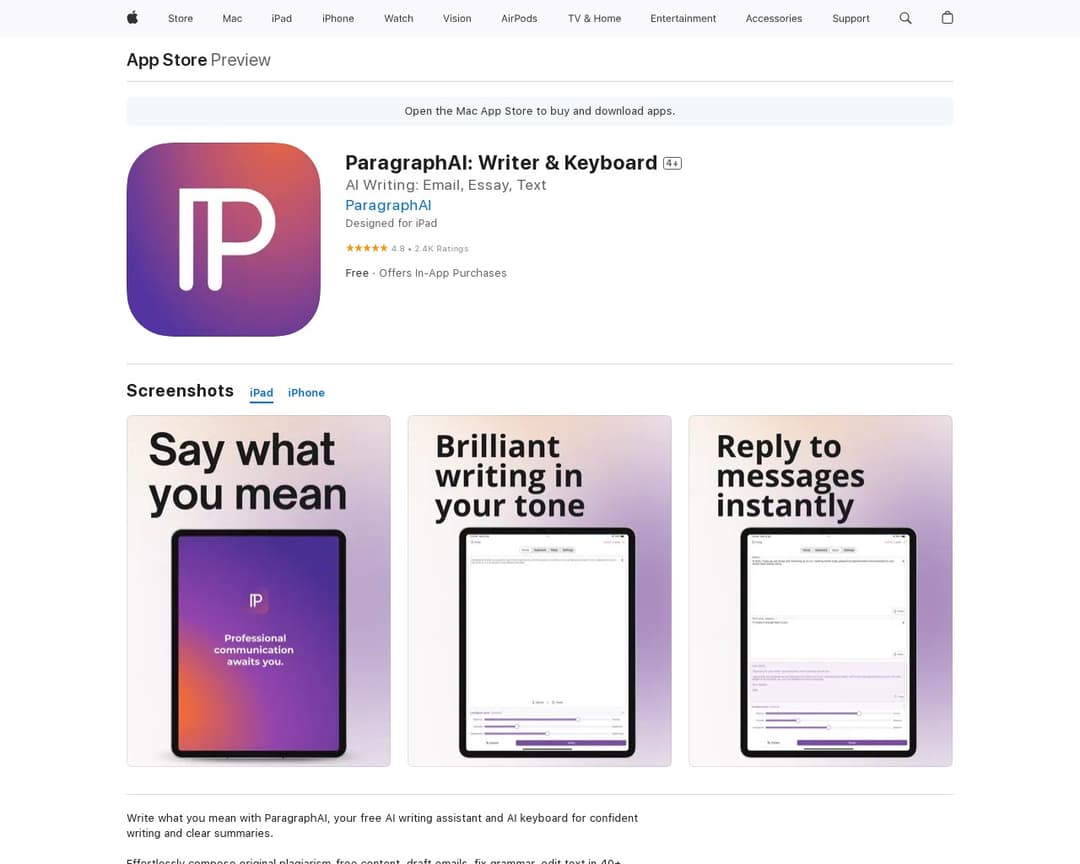 ParagraphAI: Writer & Keyboard
