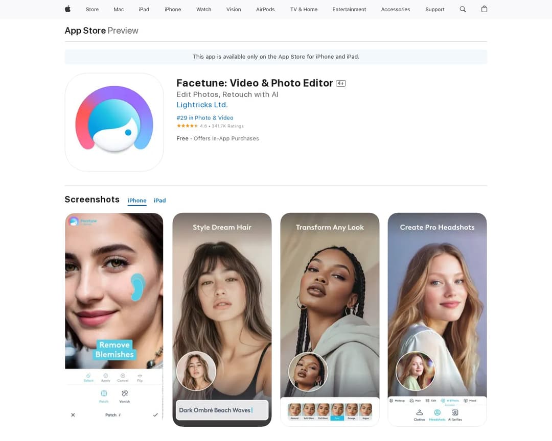 Facetune: Video & Photo Editor