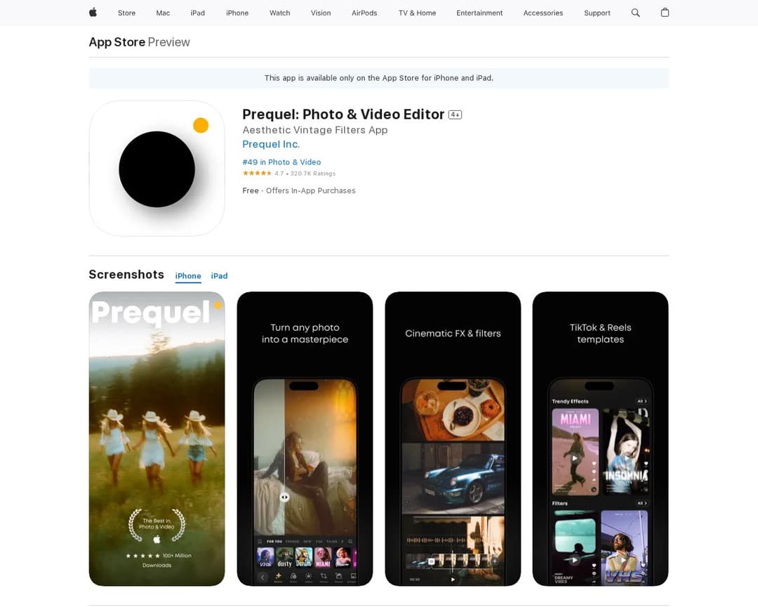 Prequel: Photo & Video Editor
