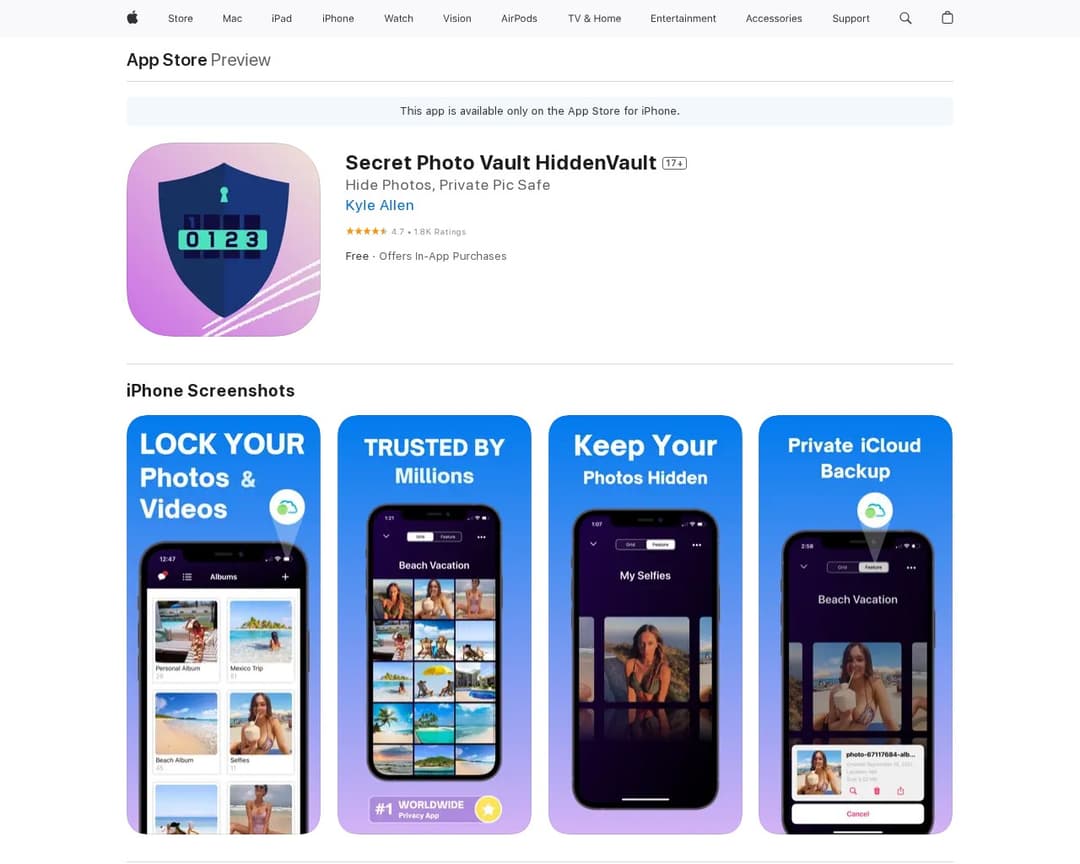 Secret Photo Vault HiddenVault