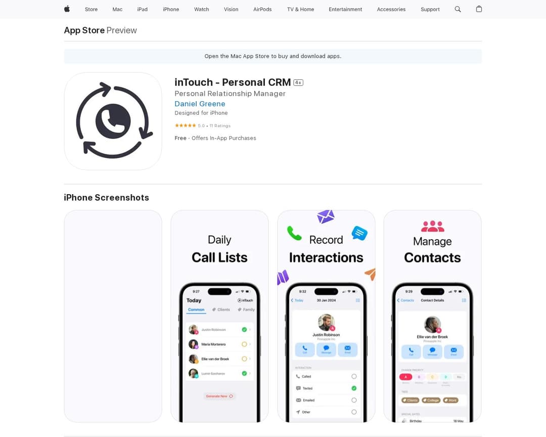 inTouch - Personal CRM