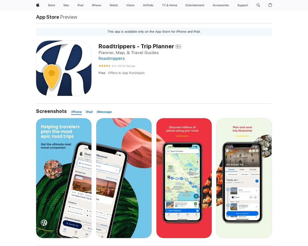 Roadtrippers - Trip Planner